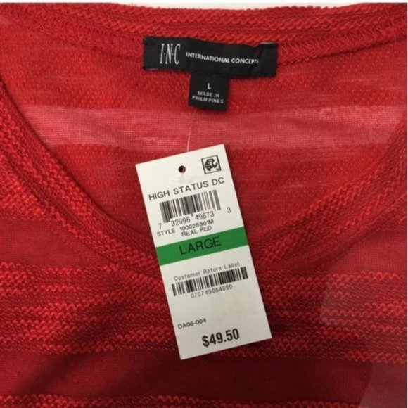 INC Tie Front Semi-Sheer Striped Top NWT Sz L - Picture 4 of 10